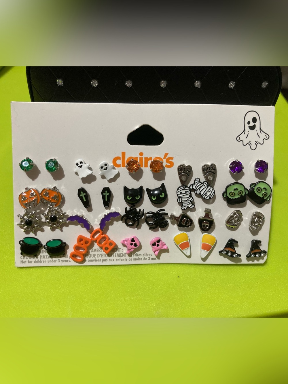Claire's Halloween Multi-Pair Earring Set - Orange, Green, Black, Purple, White